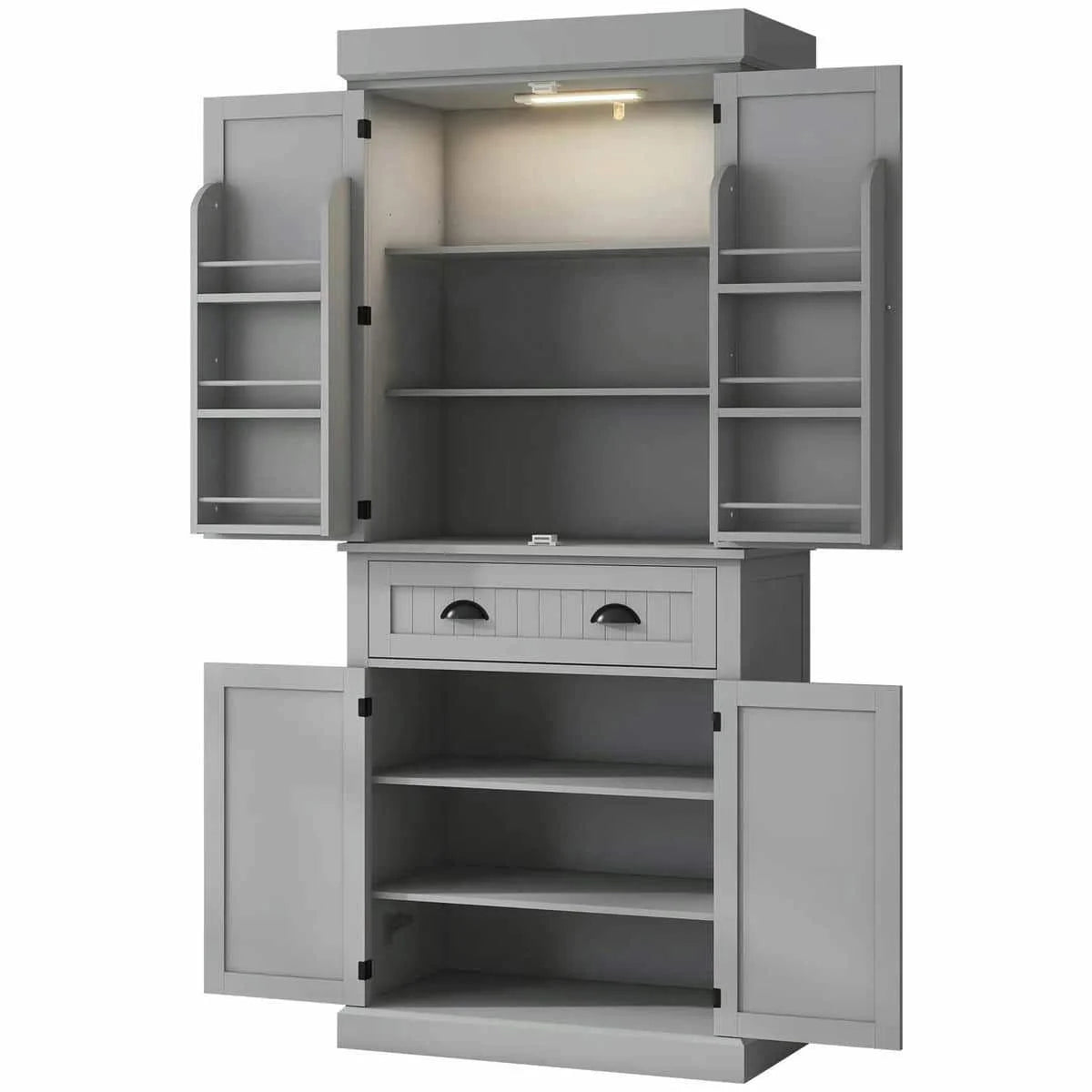 Spaco 17-Tier Kitchen Small Pantry Cabinet with 2 Doors and 6 Adjustable Shelves, Cabinet Pantry, Freestanding 5-Tier Shelving Pantries