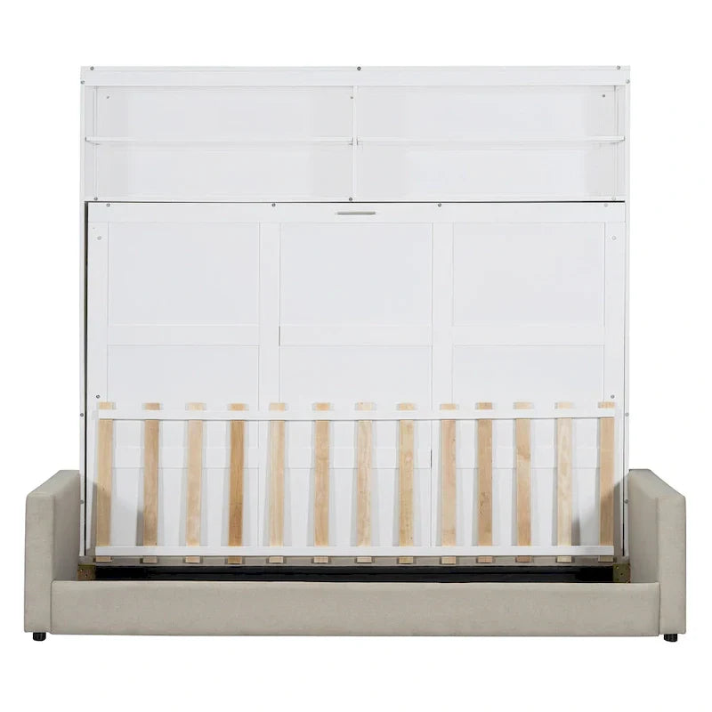Queen Murphy Bed with Sofa - 2 - in - 1 Design, Storage Solutions & Dual - Piston Mechanism