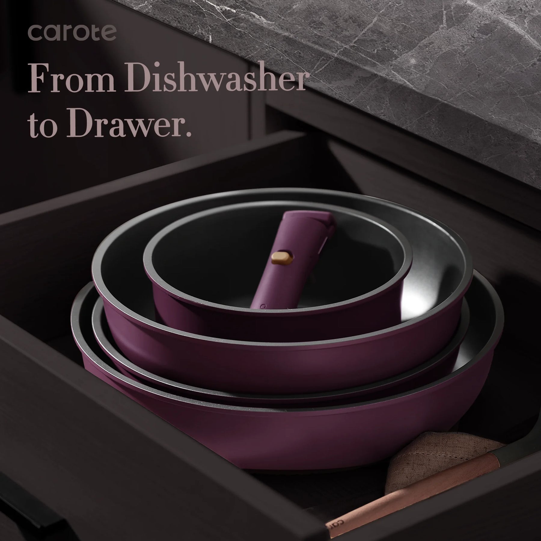 Carote 20 Pcs Nonstick Cookware Sets, Pots and Pans Set with Detachable Handles, Oven Safe, Induction Cookware, Stackable Kitchen Cooking Set, Ultra
