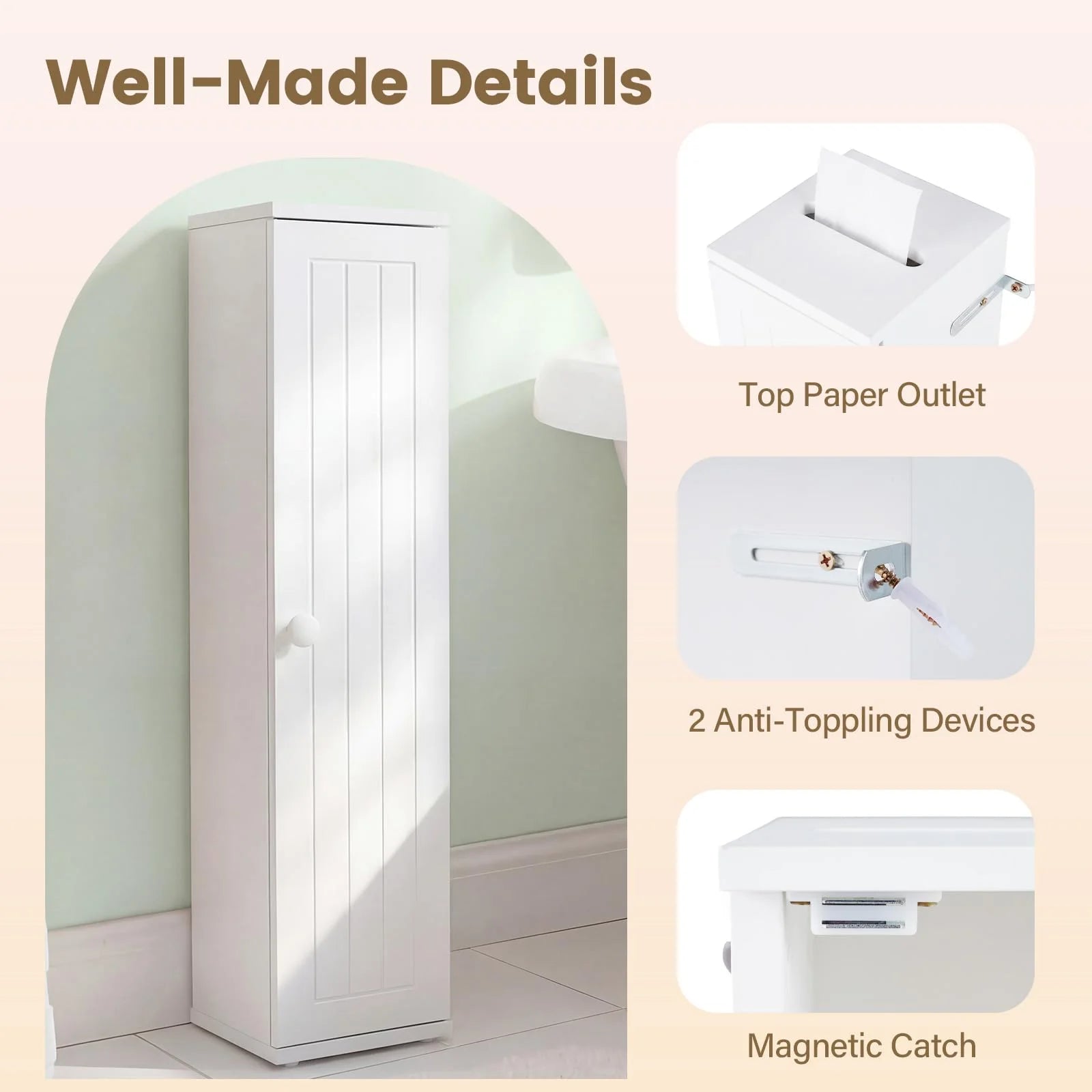 Tangkula Slim Bathroom Storage Cabinet with Door