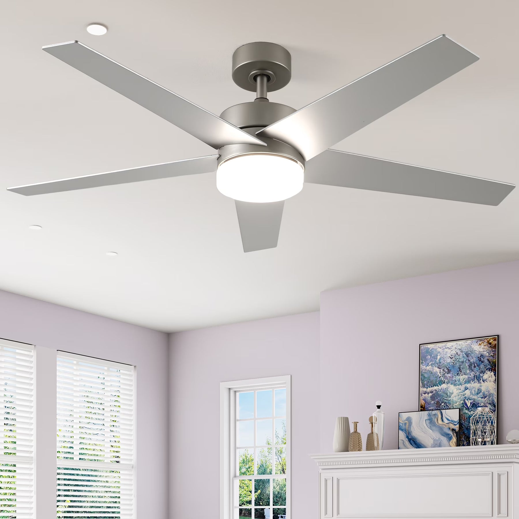 Uforic 52" Modern Ceiling Fan with Lights and Remote Control, 5 - Blade Ceiling Fan