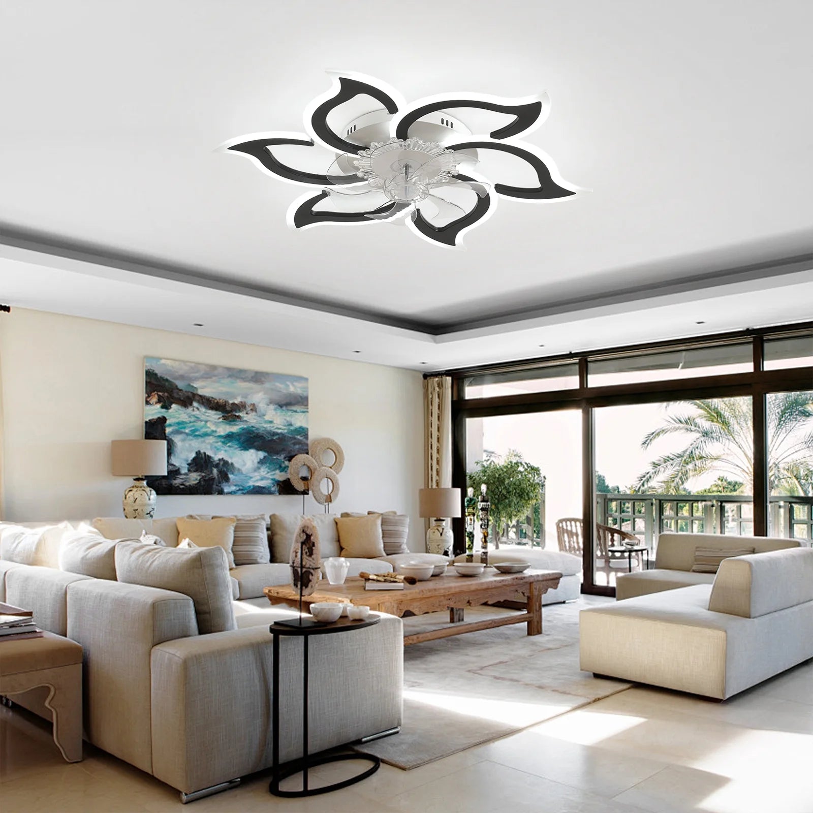 Garwarm Dimmable Ceiling Fan with Light and Remote Control, 27" Small Flush Mounted Ceiling Fan
