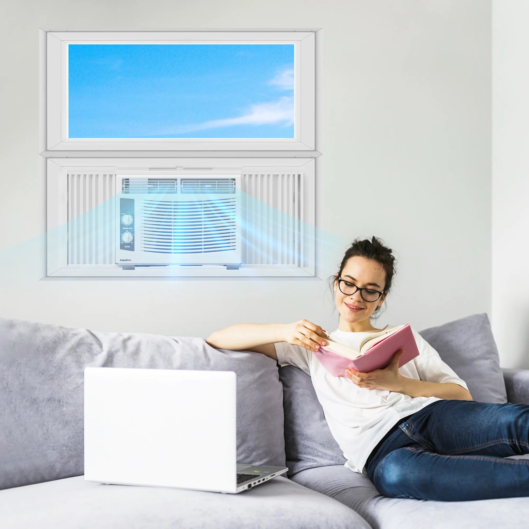 5000 BTU Window Air Conditioner Easy Cool - Capable of Cooling up to 150 Sq Ft. 2 Fan Speeds, 4 - Way Air Direction, Mechanical Control, Filter
