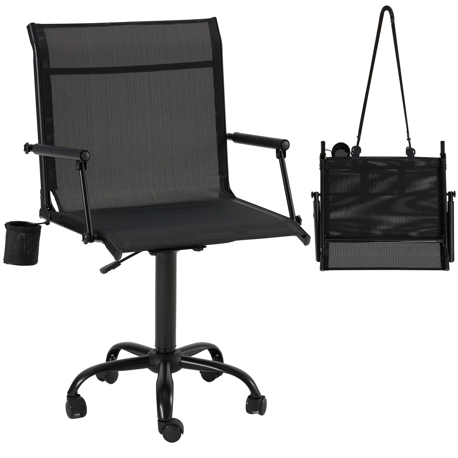 AECOJOY Hunting Swivel Chair, Adjustable Height, Foldable Backrest, Sturdy Frame for Long Hunts