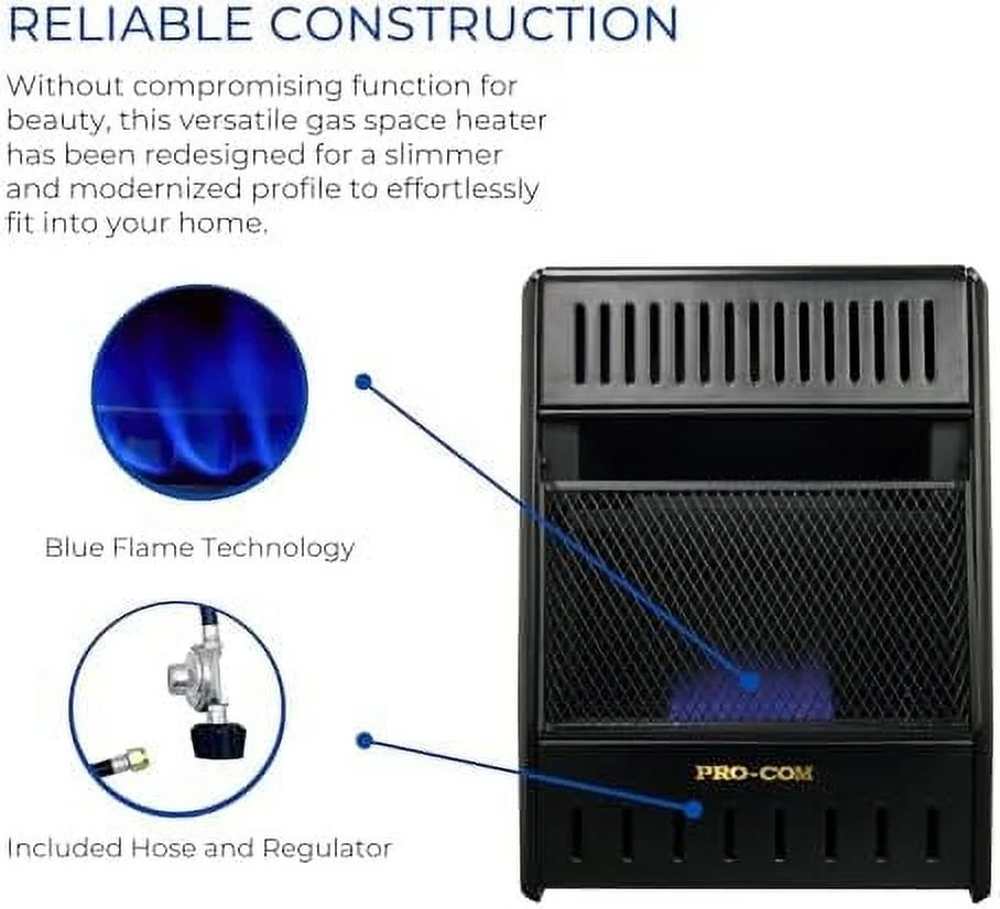 ML100TBAHR Ventless Propane Gas Blue Flame Space Heater with Thermostat Control
