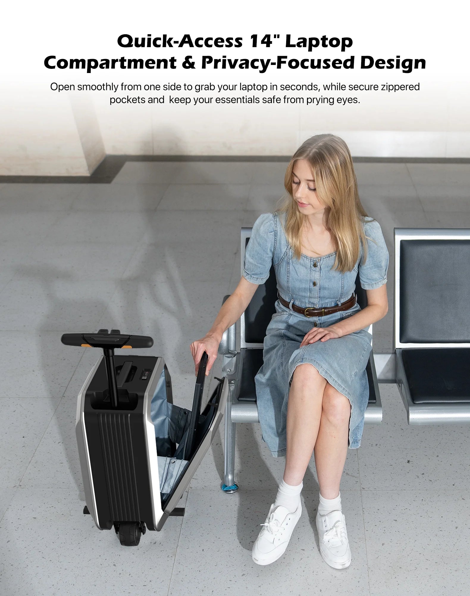 L2 - S Smart Rideable Luggage, Foldable Electric Scooter Suitcase, 6.2 Mph Max Speed, 6.2 - Mile Range, Lightweight Portable Design