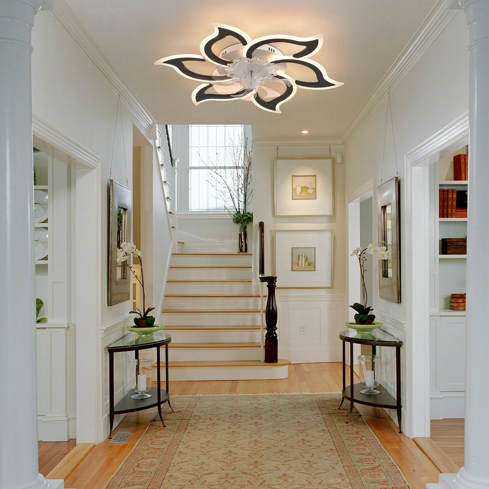 Garwarm Dimmable Ceiling Fan with Light and Remote Control, 27" Small Flush Mounted Ceiling Fan