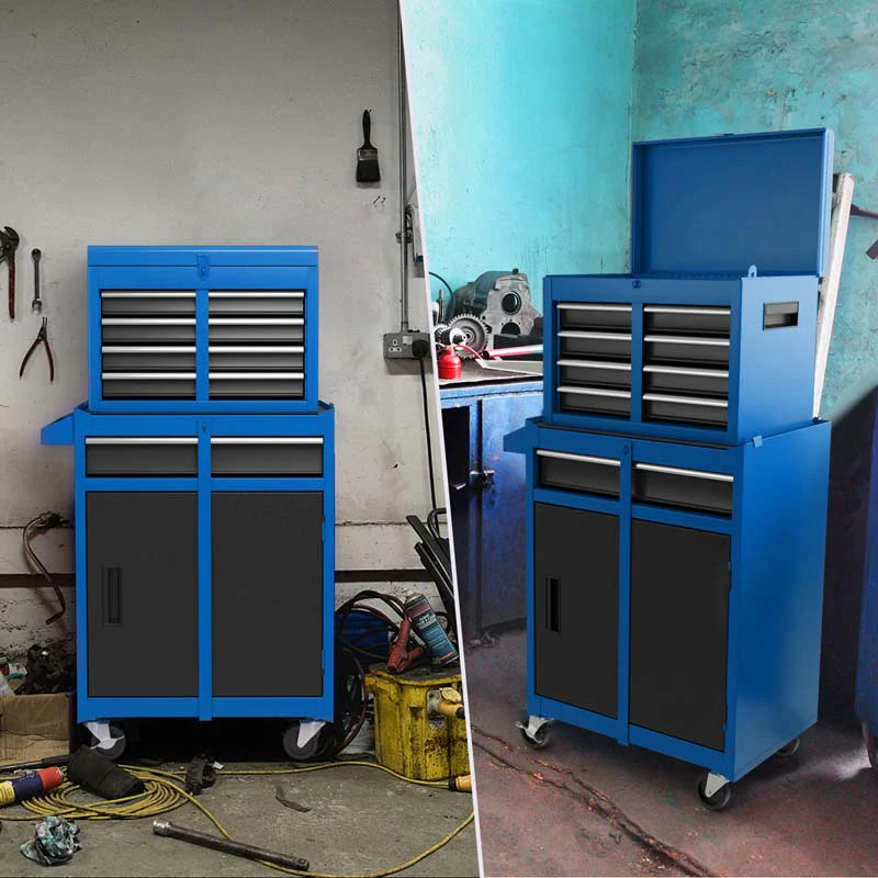 2 - in - 1 Rolling Tool Chest, 5-Drawer Tool Storage Cabinet with Wheels, Adjustable Shelf, Tool Box Organizer for Garage Warehouse Workshop
