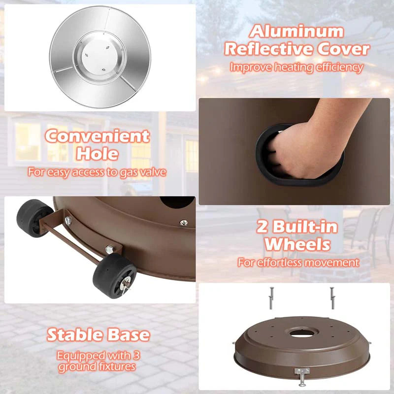 50,000 BTU Propane Outdoor Heater, Round Patio Heater with Stainless Steel Burner, Tip - Over, Flame - Out Protection, Wheels, CSA Certificated