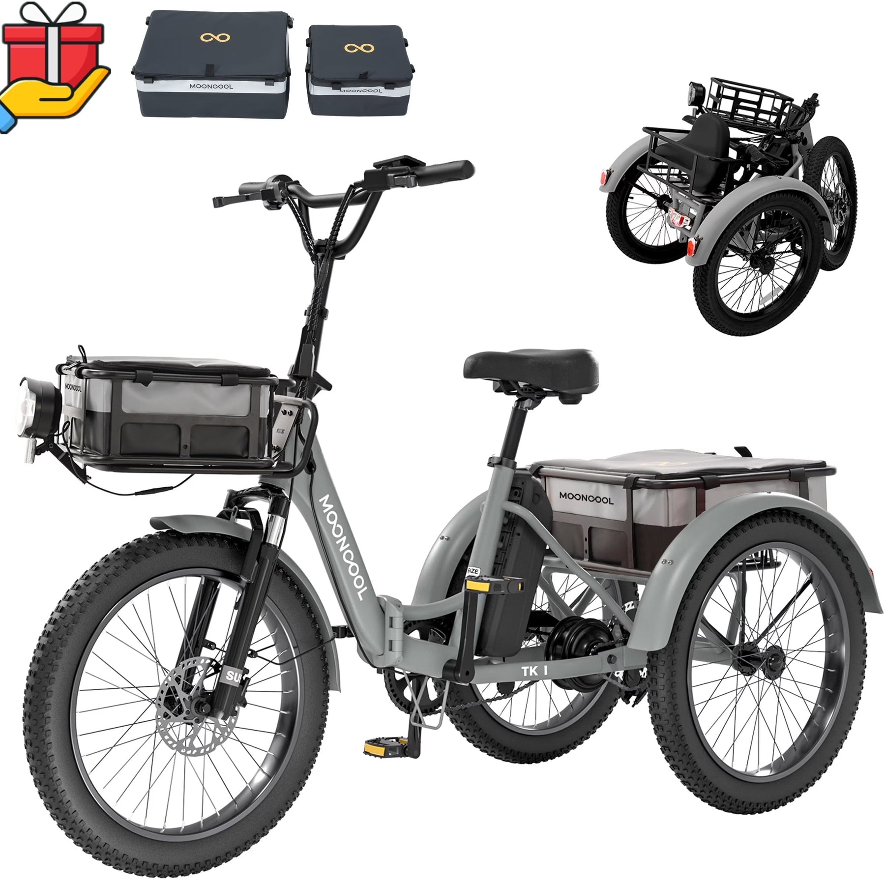 ABORON 3.0 Fat Tire Electric Trike for Senior Foldable E - Bike, 500W Motorized Tricycle Adult 20" Folding 3 Wheel Electric Commute Bike Trike W/48V