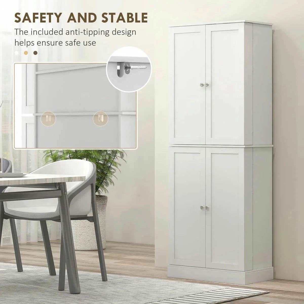 Spaco 17-Tier Kitchen Small Pantry Cabinet with 2 Doors and 6 Adjustable Shelves, Cabinet Pantry, Freestanding 5-Tier Shelving Pantries