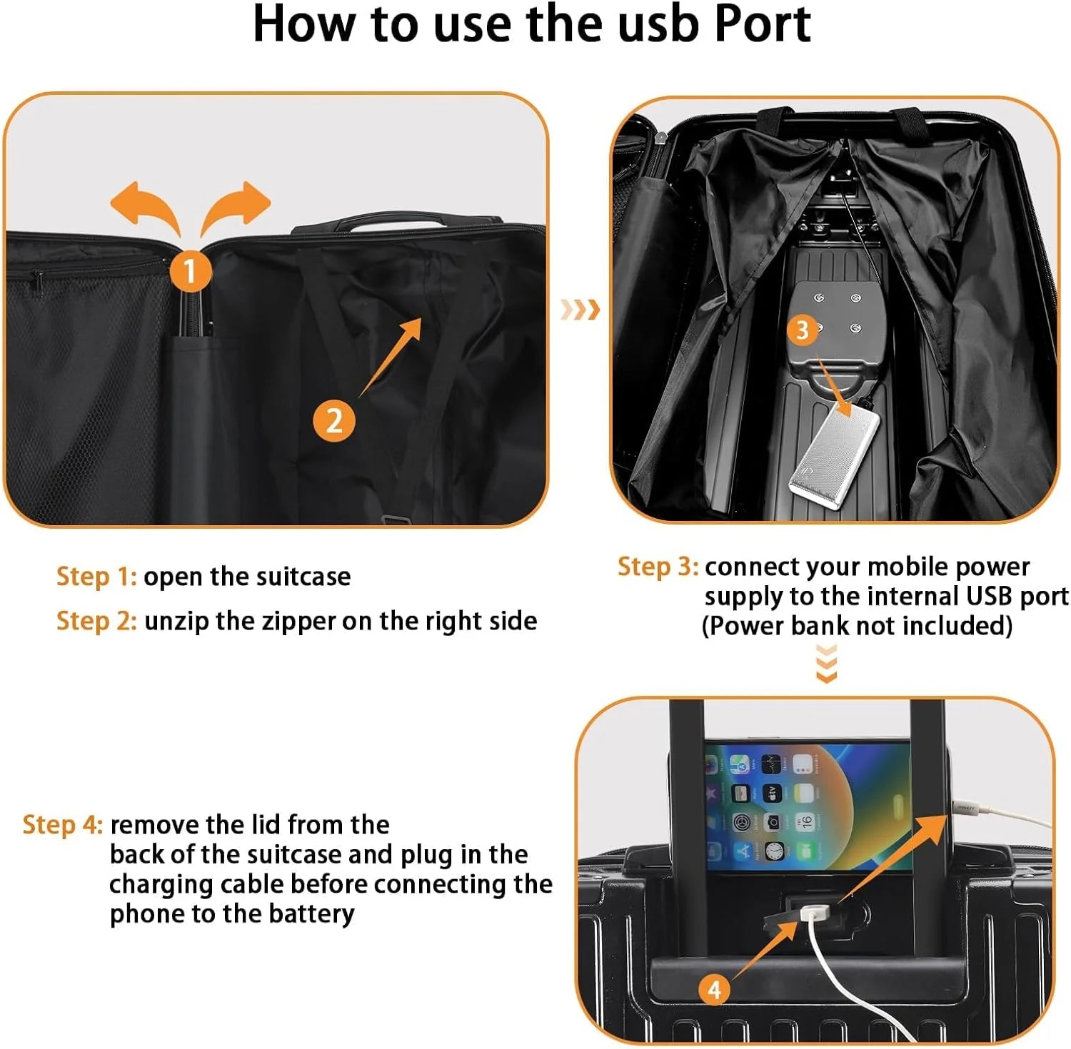 20 in Carry on Luggage with Cup Holder & USB Port, Airline Approved TSA - Locked Luggage, Lightweight PC Material Travel Suitcase