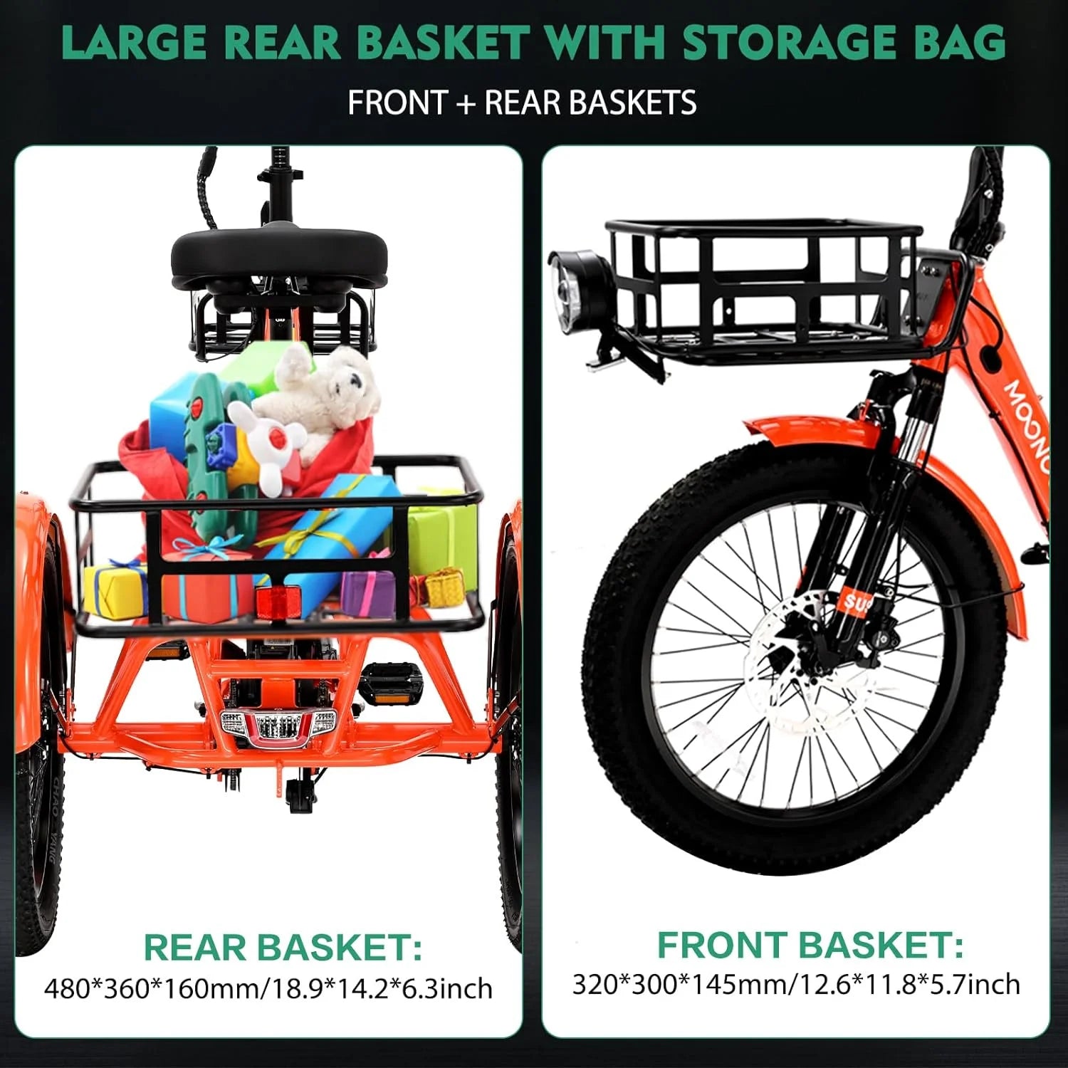 ABORON 3.0 Fat Tire Electric Trike for Senior Foldable E - Bike, 500W Motorized Tricycle Adult 20" Folding 3 Wheel Electric Commute Bike Trike W/48V