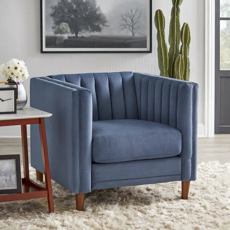 Lifestorey Paxton Tuxedo Chair with Channel Stitch Design