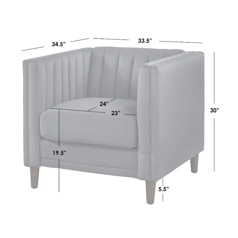 Lifestorey Paxton Tuxedo Chair with Channel Stitch Design