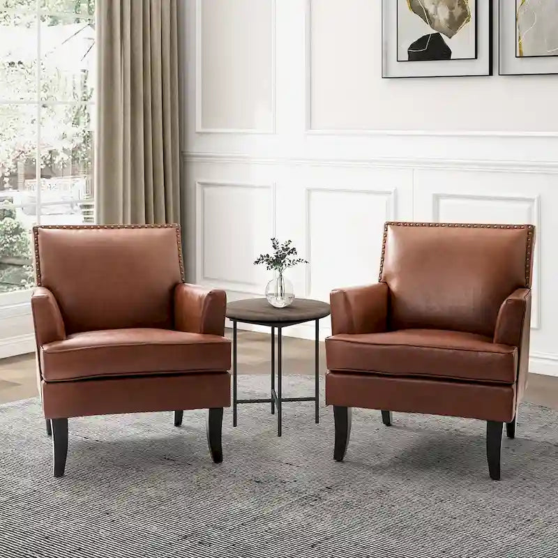 Nileus Set of 2 Modern Classic Polyester Accent Chairs with Solid Wood Legs by HULALA HOME