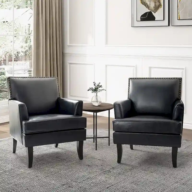 Nileus Set of 2 Modern Classic Polyester Accent Chairs with Solid Wood Legs by HULALA HOME