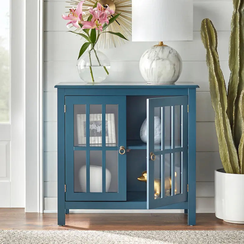 Portland 2 - Door Glass Cabinet by Simple Living