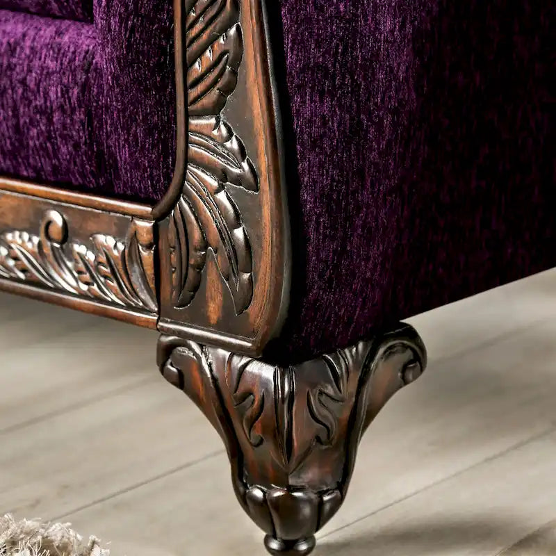Grendel Classic Purple Chenille Loveseat with Rolled Arms by Furniture of America