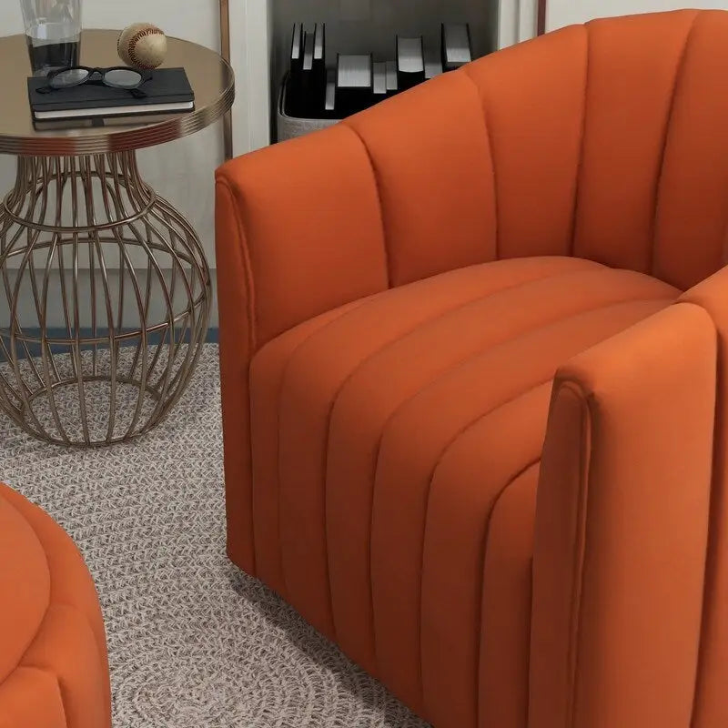 SEYNAR Modern Velvet Tufted Swivel Club Chair and Ottoman Set