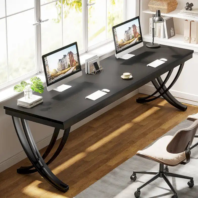 78.74 - Inch Extra Long Double Computer Desk with Stylish Metal Legs for Home Office