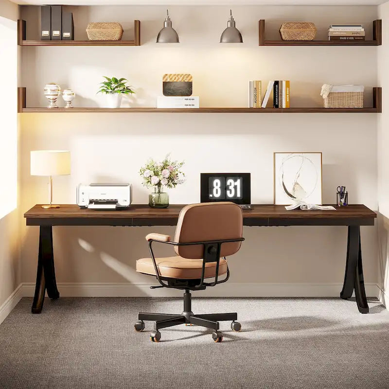 78.74 - Inch Extra Long Double Computer Desk with Stylish Metal Legs for Home Office