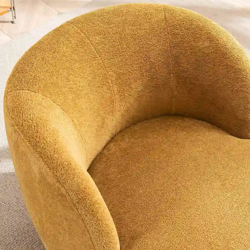 Modern Swivel Barrel Chair with 360 - Degree Rotation - Single Fabric Accent Chair