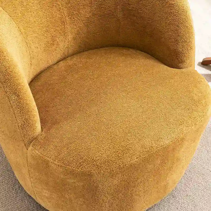 Modern Swivel Barrel Chair with 360 - Degree Rotation - Single Fabric Accent Chair
