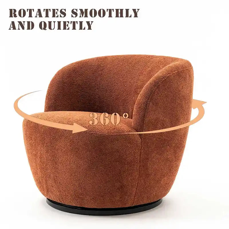 Modern Swivel Barrel Chair with 360 - Degree Rotation - Single Fabric Accent Chair