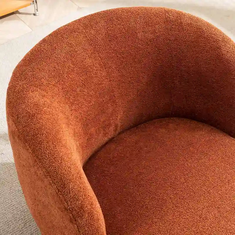 Modern Swivel Barrel Chair with 360 - Degree Rotation - Single Fabric Accent Chair