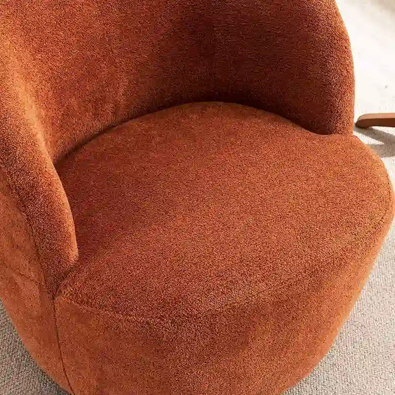 Modern Swivel Barrel Chair with 360 - Degree Rotation - Single Fabric Accent Chair