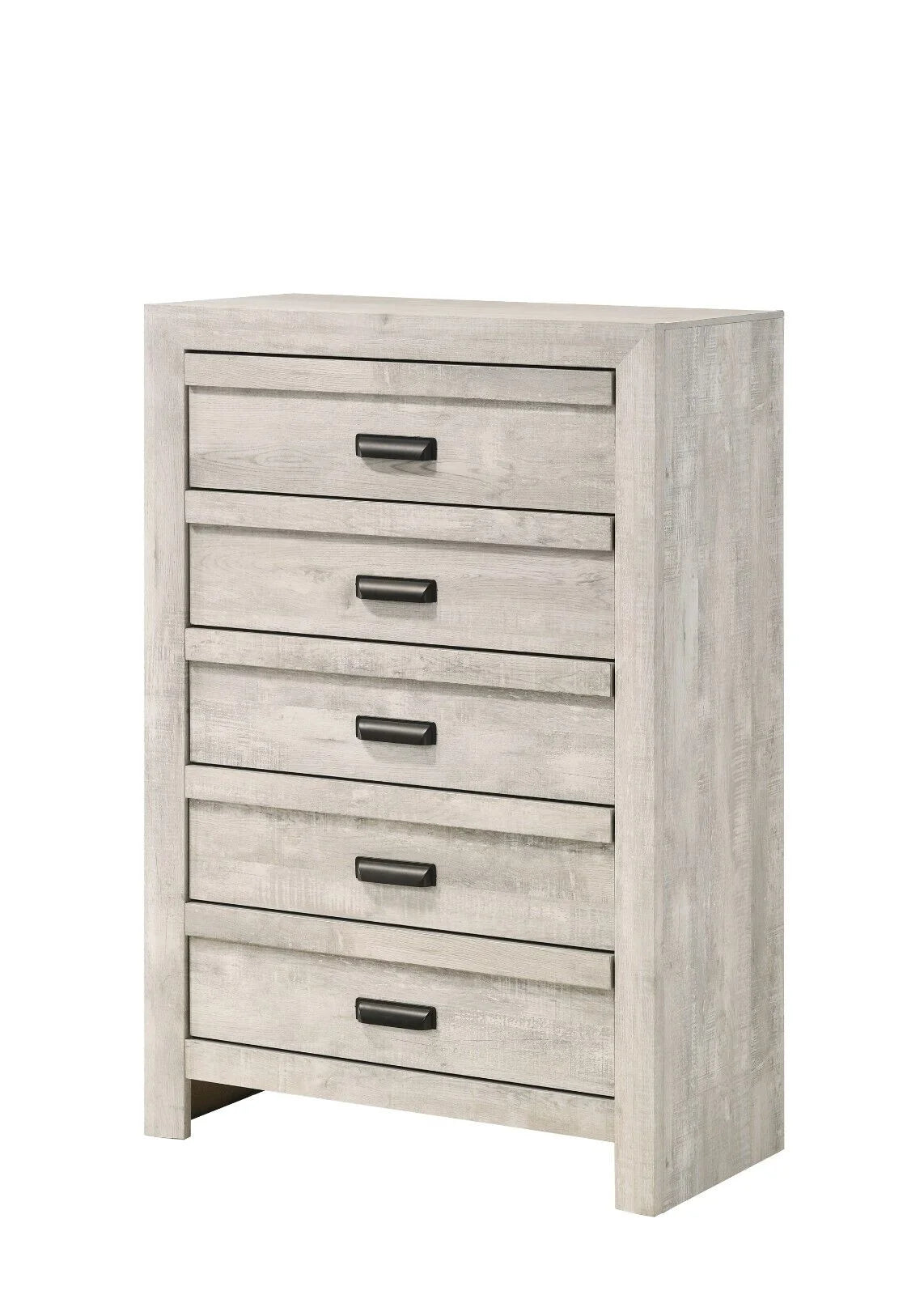 3pc Rustic Beige Gray Finish Bedroom Furniture Queen Size Bed Nightstand Chest Set