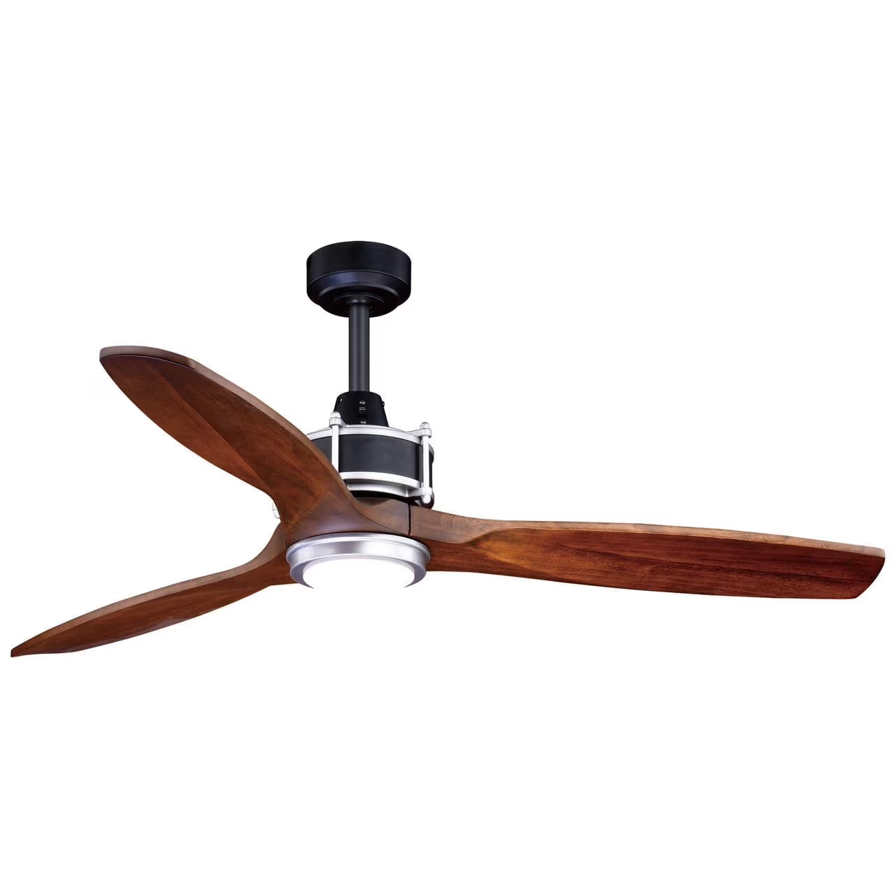 Vaxcel Curtiss Satin Brass Mid - Century Modern MCM Wood Propeller Ceiling Fan with LED Light Kit and Remote