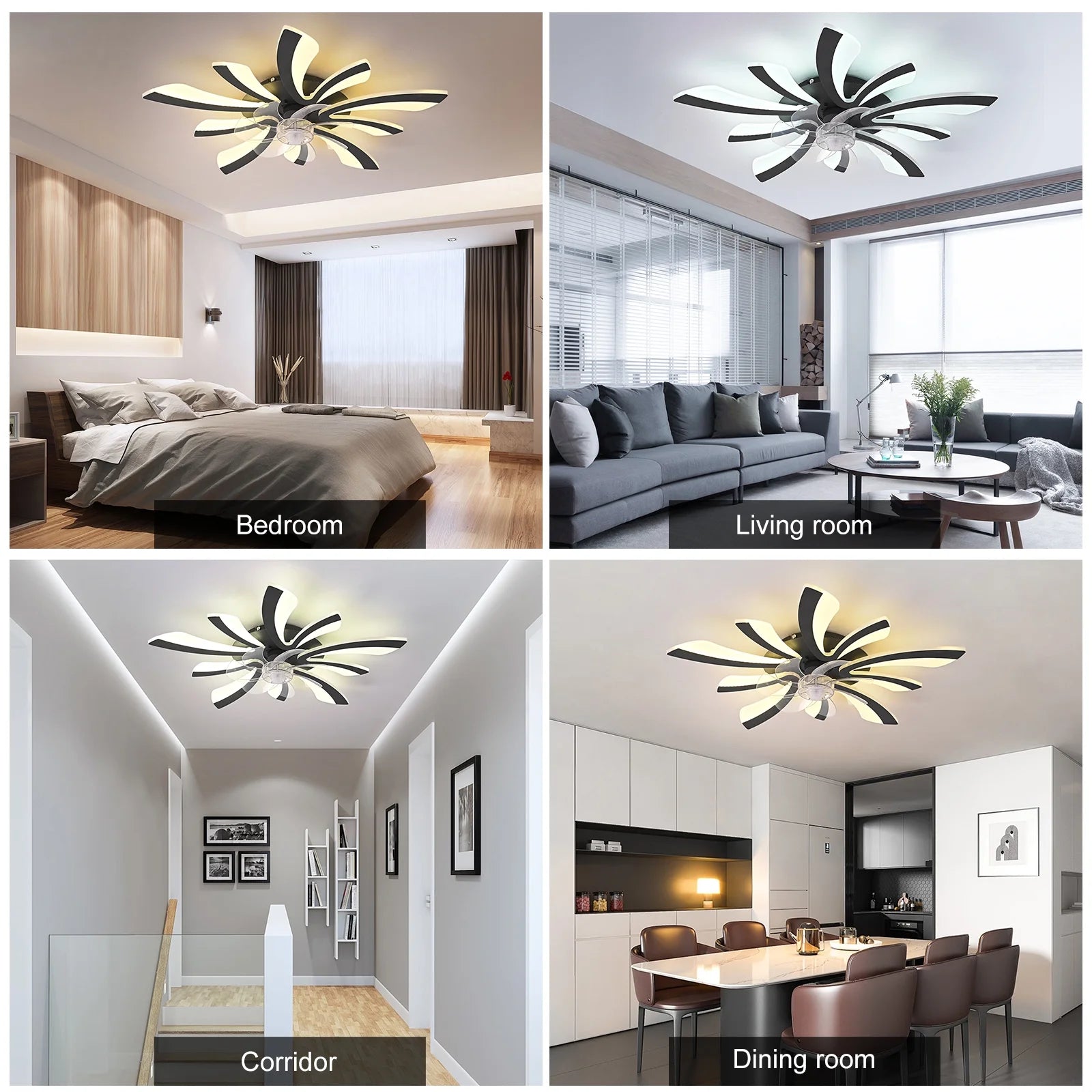 Garwarm Dimmable Ceiling Fan with Light and Remote Control, 27" Small Flush Mounted Ceiling Fan