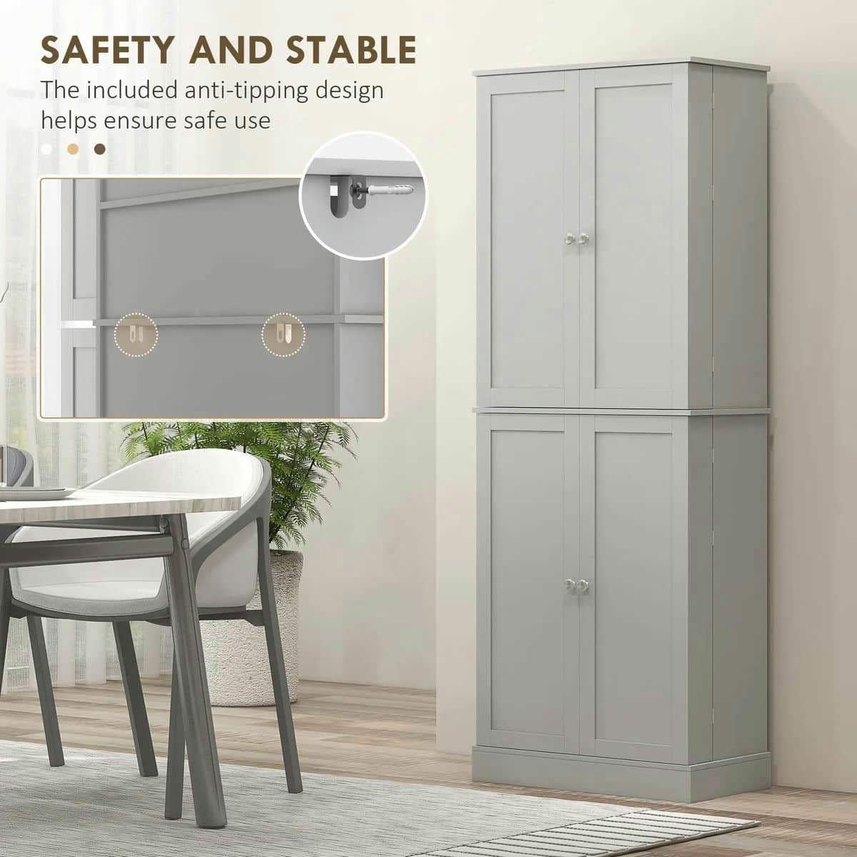 Spaco 17-Tier Kitchen Small Pantry Cabinet with 2 Doors and 6 Adjustable Shelves, Cabinet Pantry, Freestanding 5-Tier Shelving Pantries