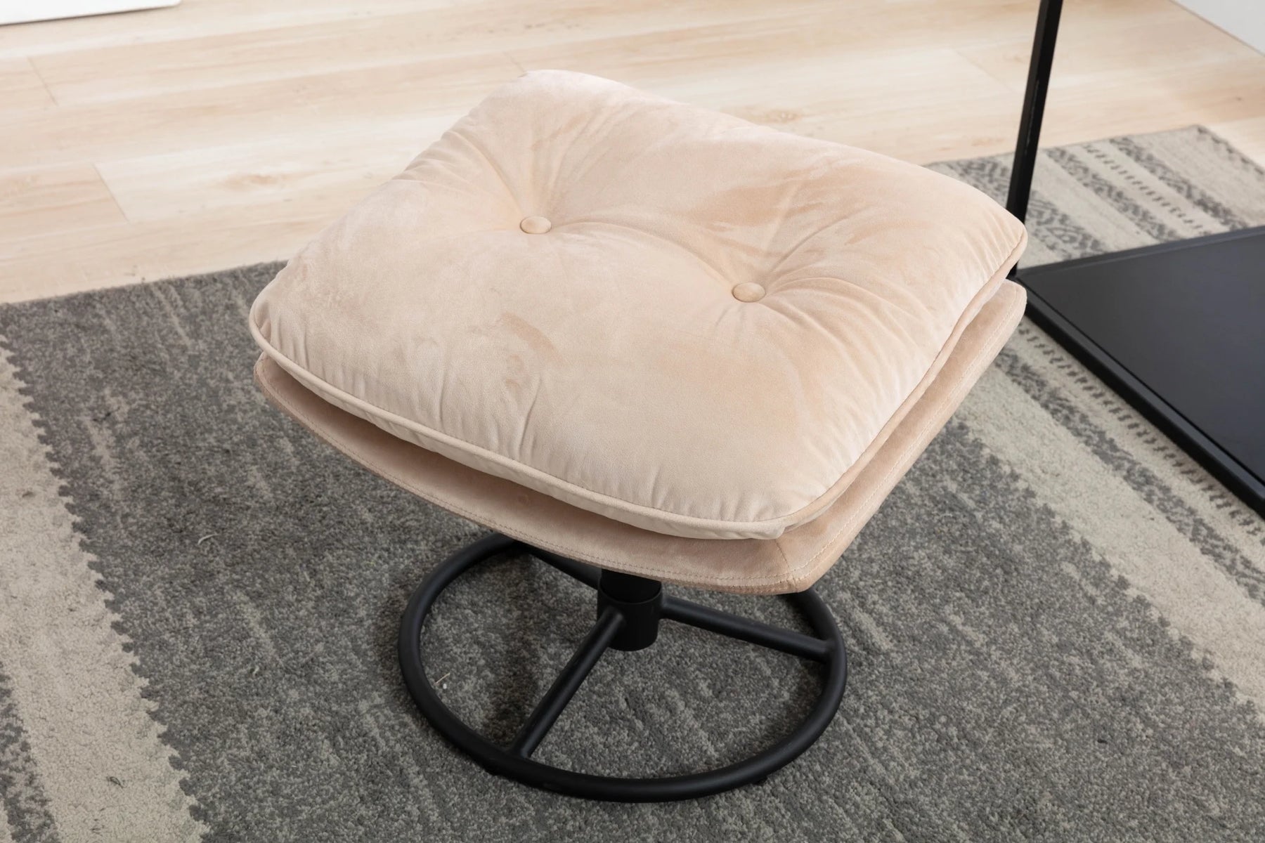 Velvet Swivel Accent Chair with Ottoman, Modern Chaise Lounge Chair with Metal Frame and Footstool, Comfy Armchair Reading Chair