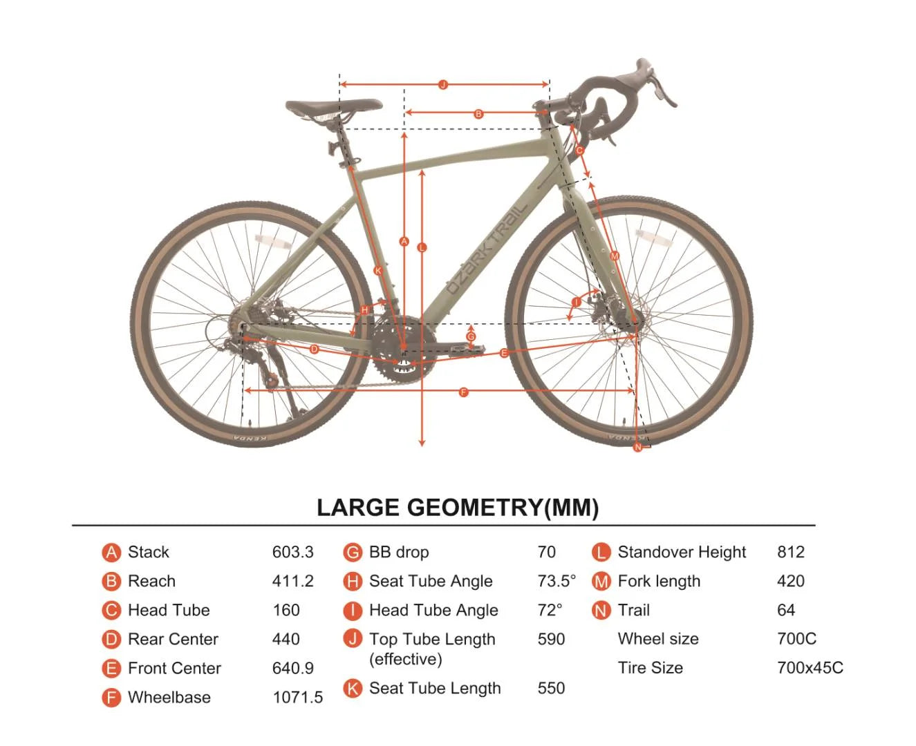 700c Ozark Trail G.1 Explorer Drop Bar Gravel Bike, Medium Frame, Fits Riders 5'5" - 5'10", Green, Adult