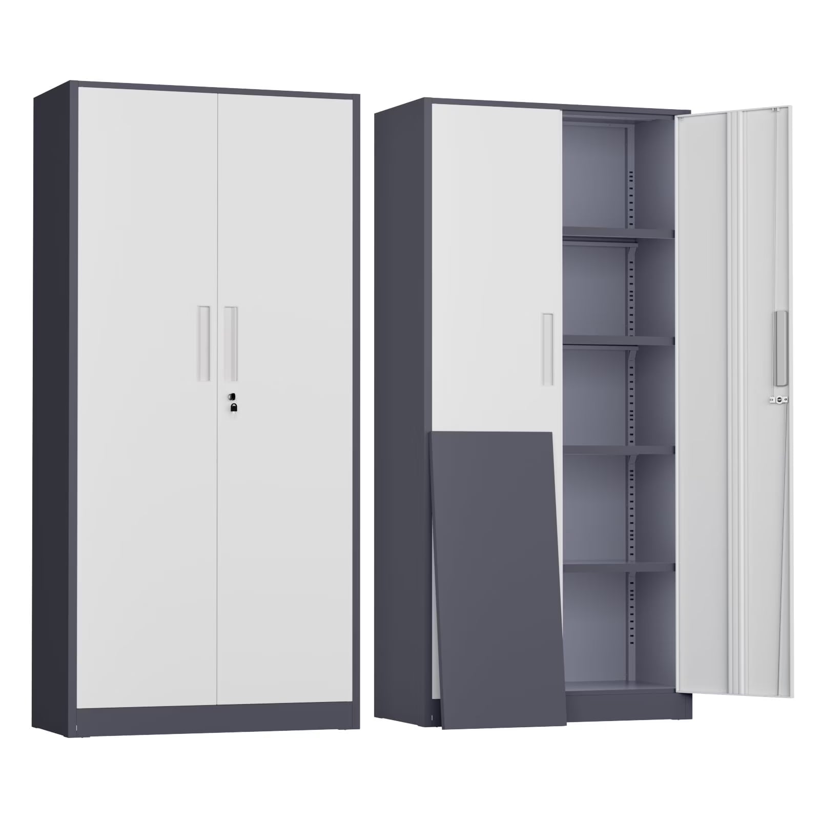 SOLAURA 71" Metal Garage Storage Cabinet with Locking Doors and Adjustable Shelves for Home, Office(Black)