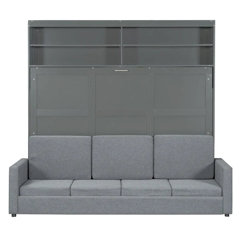 Queen Murphy Bed with Sofa - 2 - in - 1 Design, Storage Solutions & Dual - Piston Mechanism