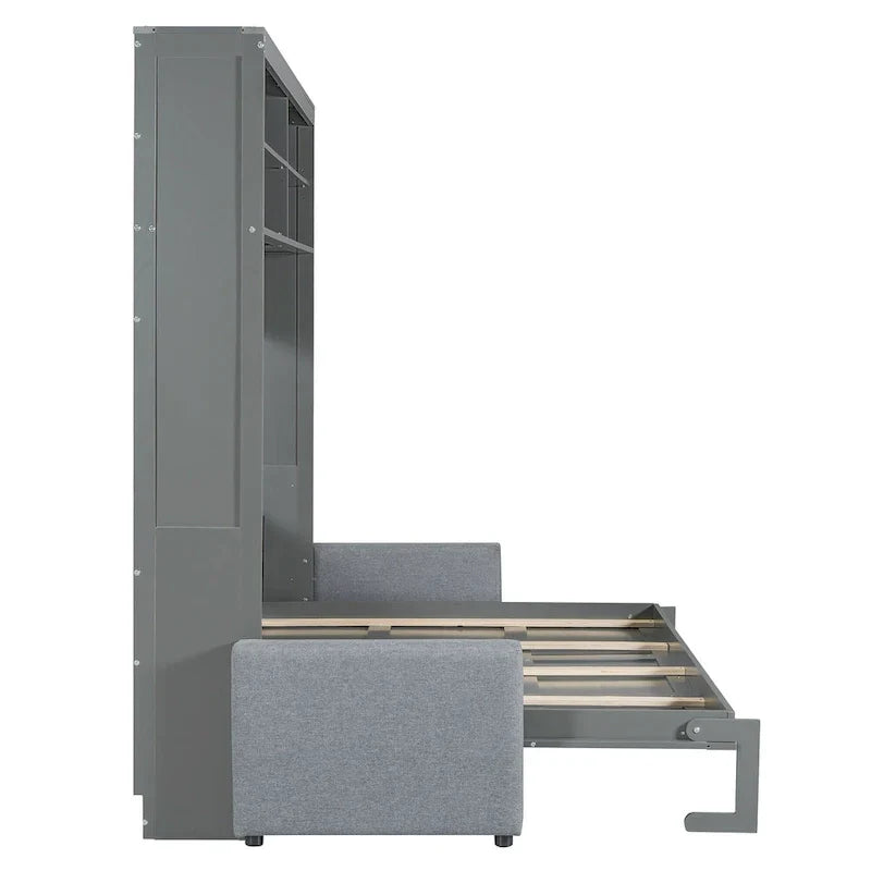 Queen Murphy Bed with Sofa - 2 - in - 1 Design, Storage Solutions & Dual - Piston Mechanism