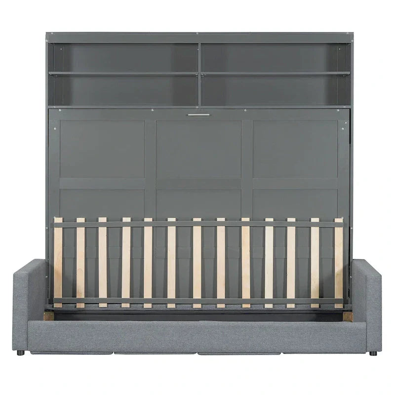 Queen Murphy Bed with Sofa - 2 - in - 1 Design, Storage Solutions & Dual - Piston Mechanism