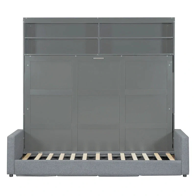 Queen Murphy Bed with Sofa - 2 - in - 1 Design, Storage Solutions & Dual - Piston Mechanism