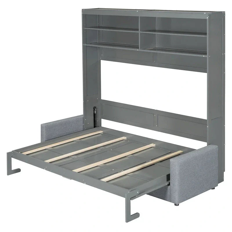 Queen Murphy Bed with Sofa - 2 - in - 1 Design, Storage Solutions & Dual - Piston Mechanism