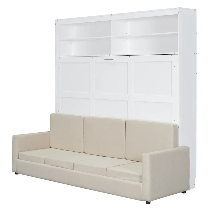 Queen Murphy Bed with Sofa - 2 - in - 1 Design, Storage Solutions & Dual - Piston Mechanism