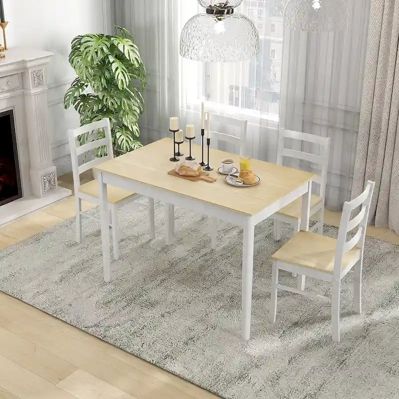 Costway 5-Piece Solid Wood Dining Set for Kitchen
