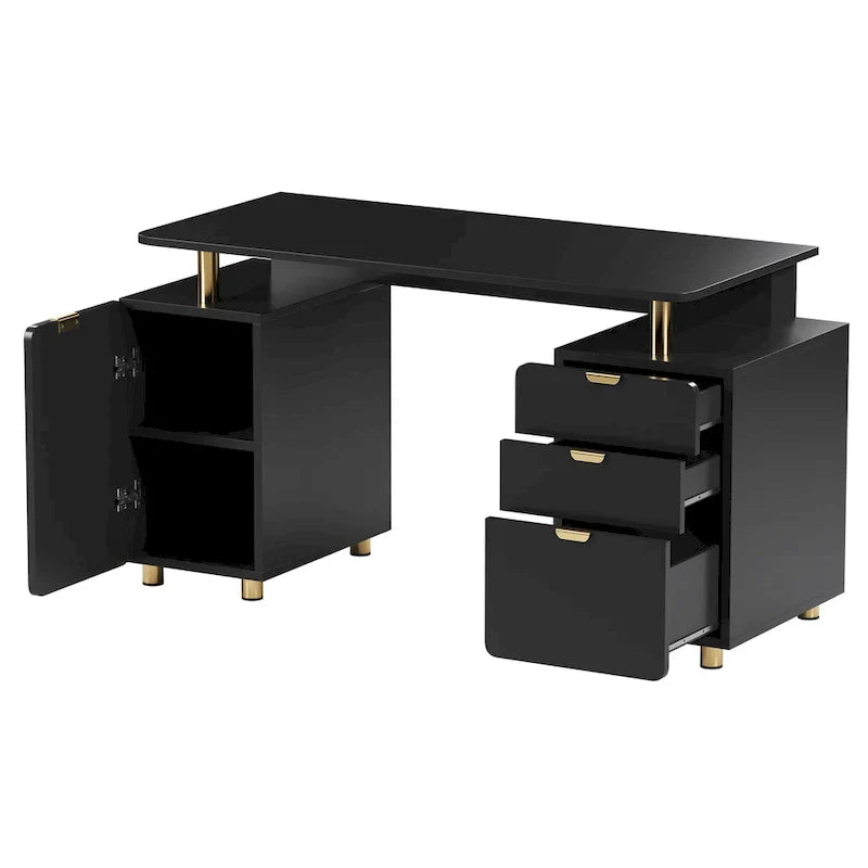 Contemporary Executive Floating Desk with 3 Drawers and Stylish Work Surface