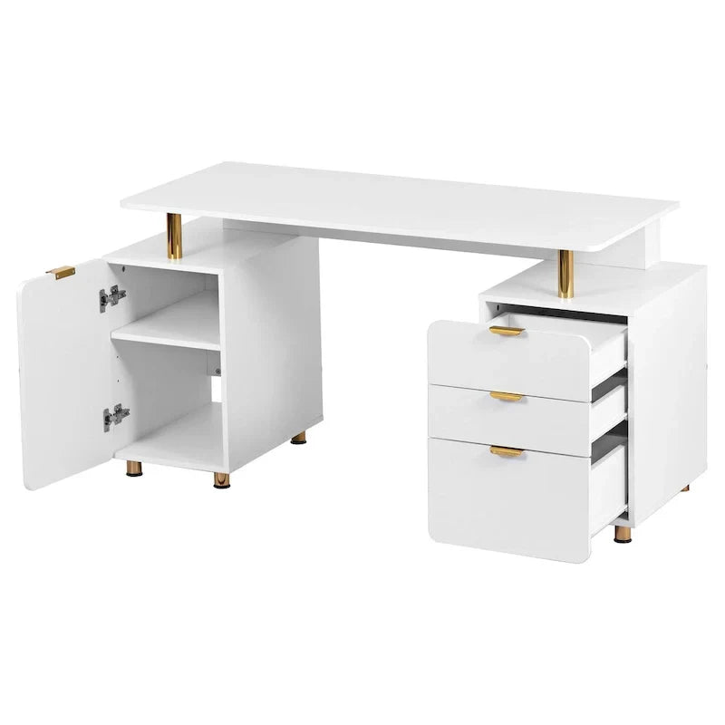 Contemporary Executive Floating Desk with 3 Drawers and Stylish Work Surface