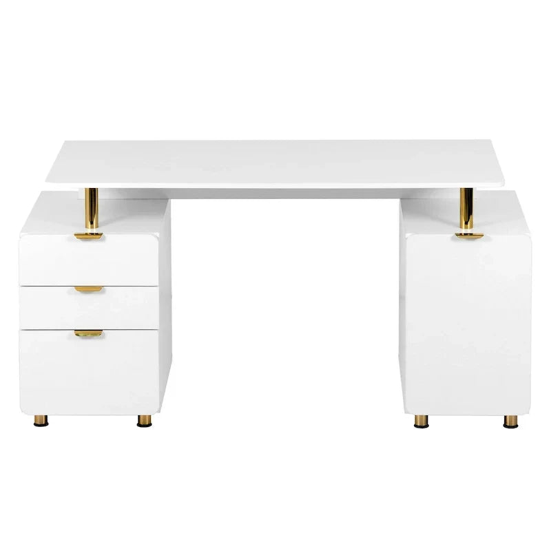 Contemporary Executive Floating Desk with 3 Drawers and Stylish Work Surface