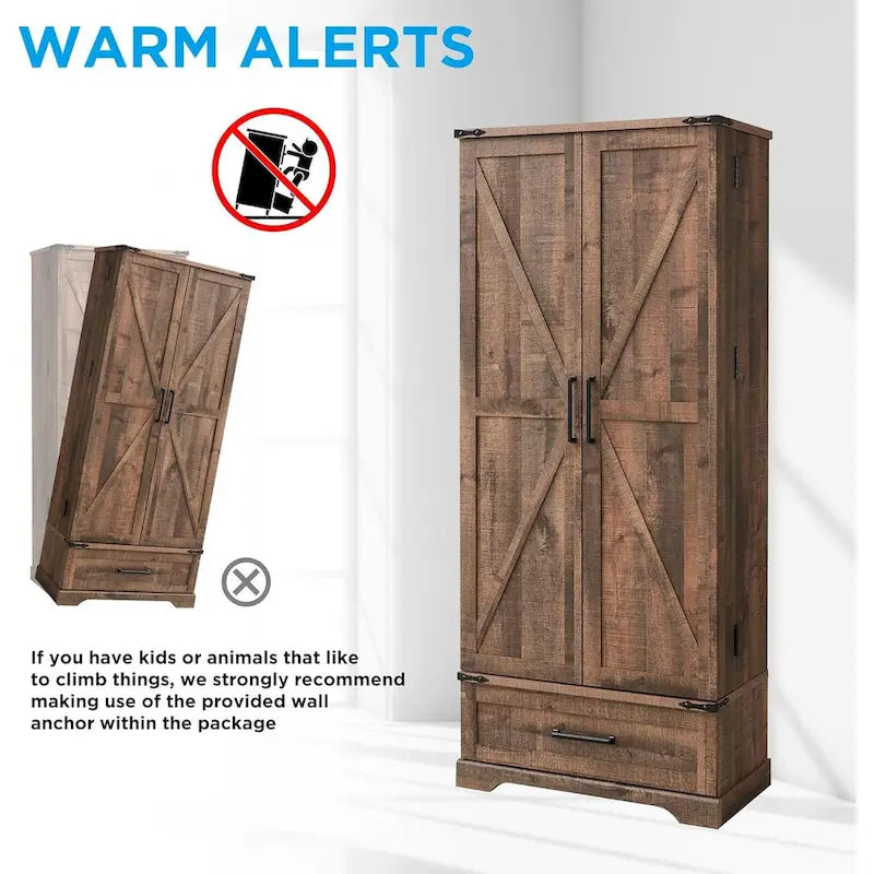 72 - Inch Tall Farmhouse Kitchen Pantry Cabinet - Stylish Storage Cupboard