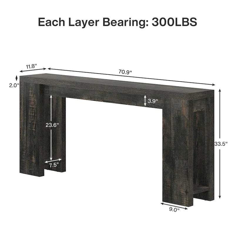 70.9 - Inch Console Sofa Table for Living Room, Entryway, and Hallway